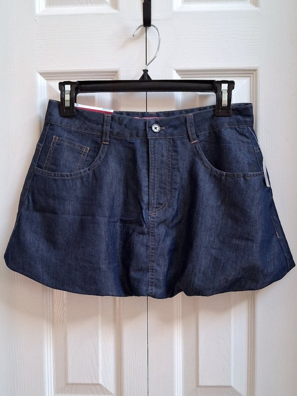 NWT FOREVER MODA Dark Blue Denim Bubble Skirt sz S